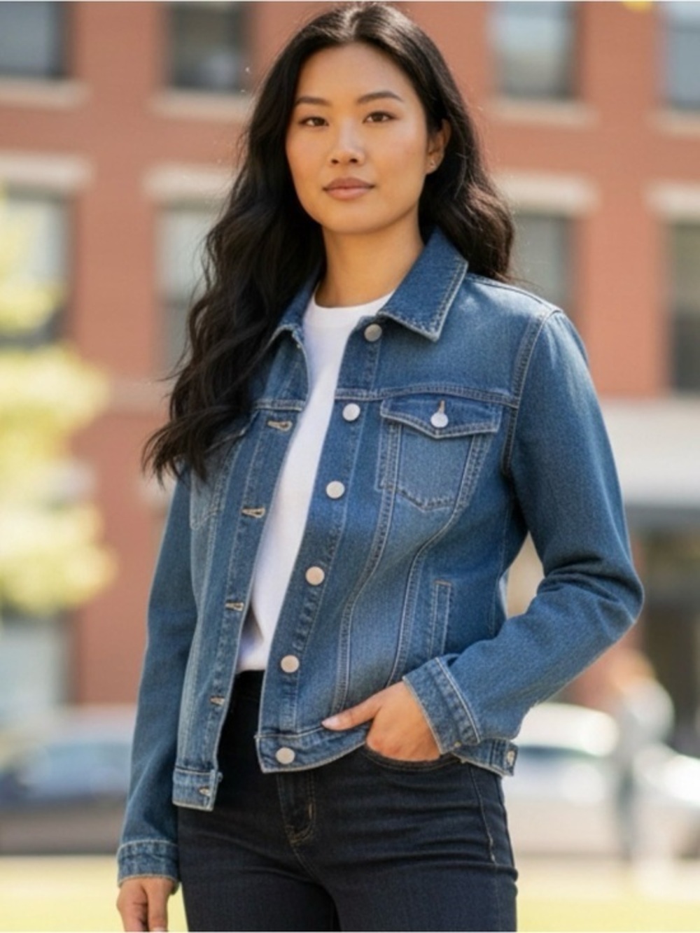 Christopher & Banks Embellished Buttons Denim Jacket